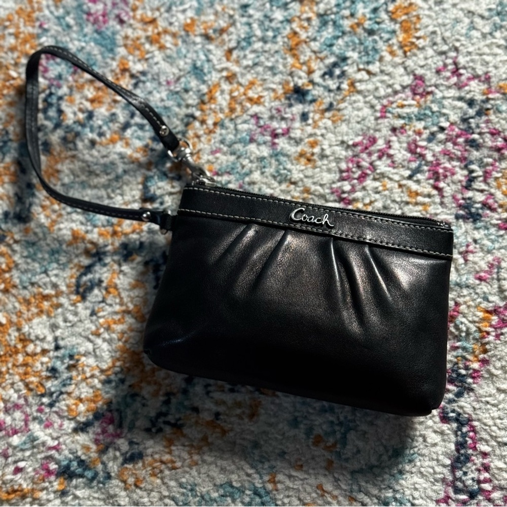 Coach Black Leather Wristlet